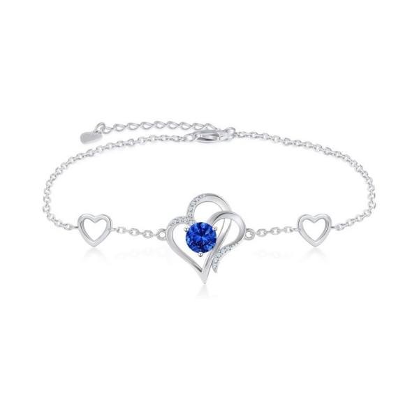 Personalized 925 Sterling Silver Birthstone Heart Bracelet