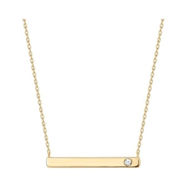 14K Gold Plated Crystal Birthstone Bar Necklace