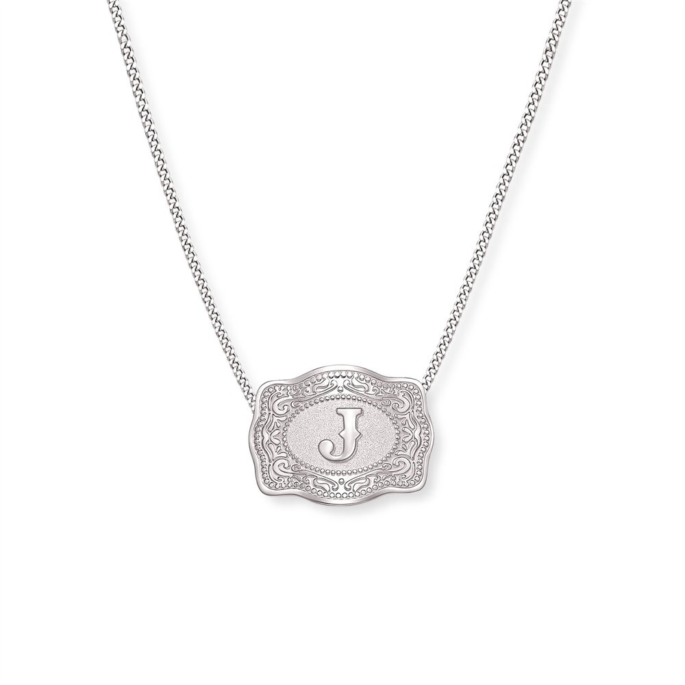 Unisex Initial 925 Sterling Silver Mini Belt Buckle Necklace Gift for Her and Him