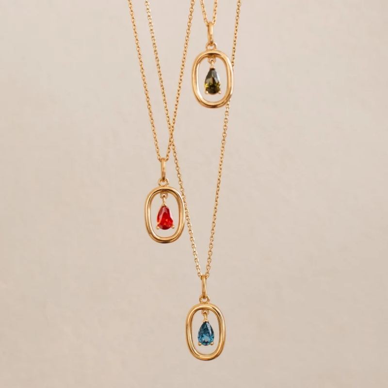Dainty 925 Sterling Silver Teardrop Birthstone Necklace 