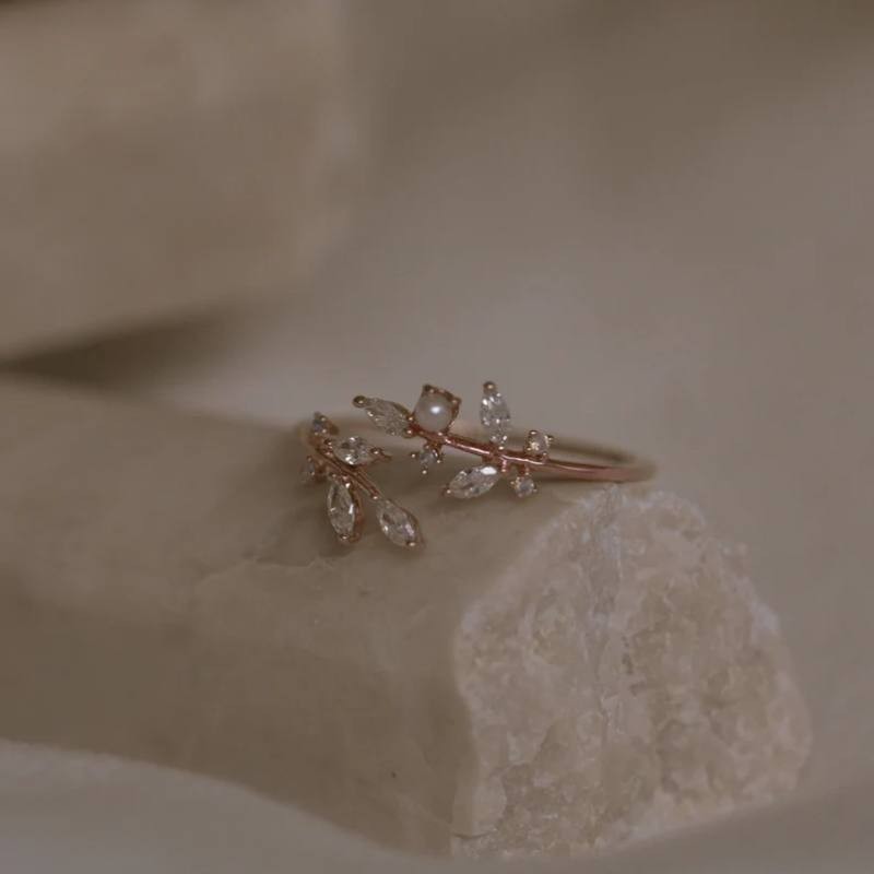 Dainty Floral 925 Sterling Silver Pearl Ring