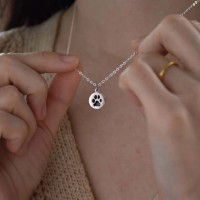 Custom 925 Sterling Silver Paw Print Necklace
