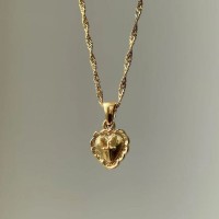 Yellow Gold 925 Sterling Silver Heart Cross Necklace for Women 