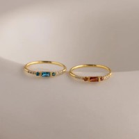 Personalized Baguette 925 Sterling Silver Birthstone Minimalist Ring 