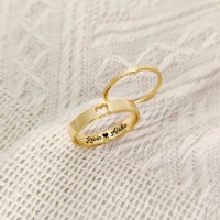 Personalized Engraved 925 Sterling Silver Heart Matching Couple Rings