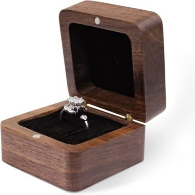 Vintage Wooden Square Ring Box