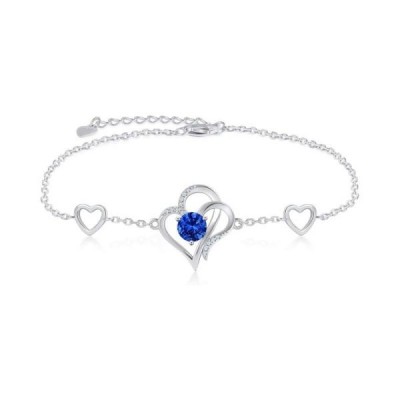 Personalized 925 Sterling Silver Birthstone Heart Bracelet