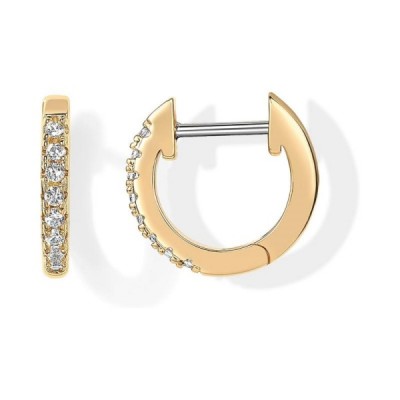 14K Gold Plated Cubic Zirconia Cuff Huggie Earrings
