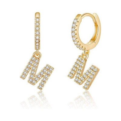 925 Sterling Silver Cubic Zirconia Initial Earrings for Women