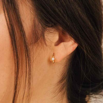 925 Sterling Silver Cubic Zirconia Huggie Hoop Earrings Gift for Women