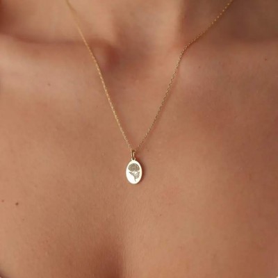 Custom 925 Sterling Silver Birth Flower Necklace