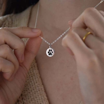 Custom 925 Sterling Silver Paw Print Necklace