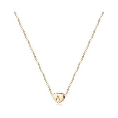 Tiny 14K Gold Plated Handmade Dainty Initial Heart Necklace 