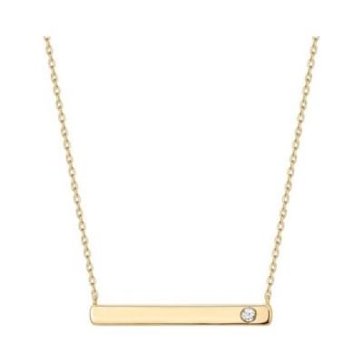 14K Gold Plated Crystal Birthstone Bar Necklace