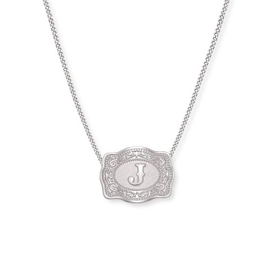 Unisex Initial 925 Sterling Silver Mini Belt Buckle Necklace Gift for Her and Him