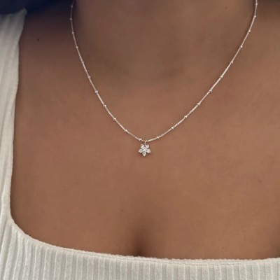 925 Sterling Silver Beaded Chain Star Necklace for Women Daily Wear