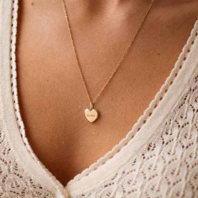 925 Sterling Silver Engraved Name Heart Necklace