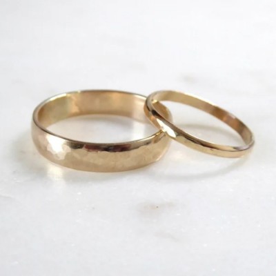 Classic Yellow Gold 925 Sterling Silver Matching Couple Rings