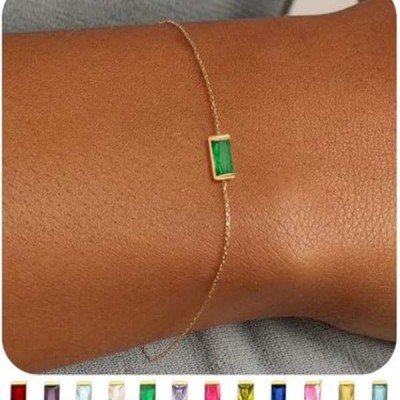 Custom Yellow Gold 925 Sterling Silver Birthstone Bracelet 