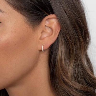 14K Gold Plated Cubic Zirconia Cuff Huggie Earrings