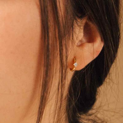 925 Sterling Silver Cubic Zirconia Huggie Hoop Earrings Gift for Women