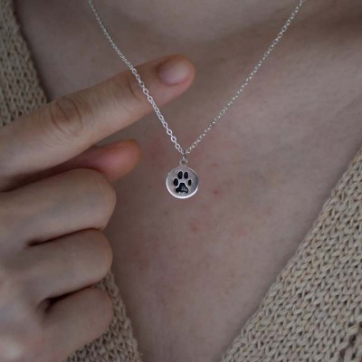 Custom 925 Sterling Silver Paw Print Necklace