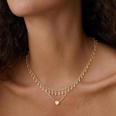 Tiny 14K Gold Plated Handmade Dainty Initial Heart Necklace 