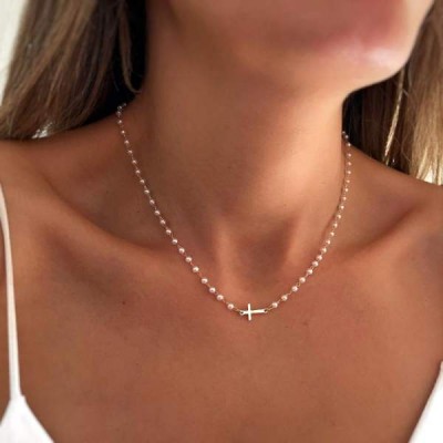 Dainty Simple Tiny Cross Choker Necklace For Women Christmas Gift 