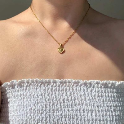 Yellow Gold 925 Sterling Silver Heart Cross Necklace for Women 