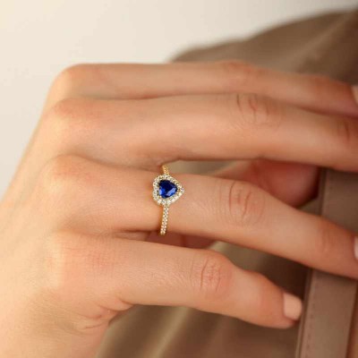 Personalized Heart Cut 925 Sterling Silver Birthstone Promise Ring 