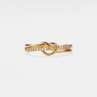 Delicate 925 Sterling Silver Heart Knot Promise Ring 