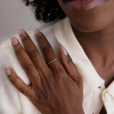 Personalized Baguette 925 Sterling Silver Birthstone Minimalist Ring 