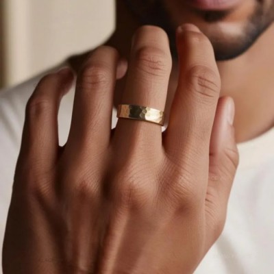 Classic Yellow Gold 925 Sterling Silver Matching Couple Rings