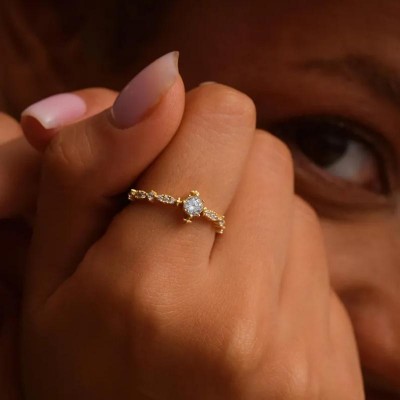 Custom Round Cut 925 Sterling Silver Birthstone Ring 